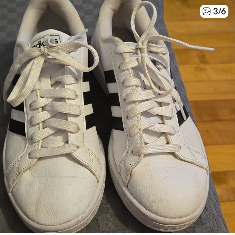 Adidas Classic White Sneakers with Black Stripes